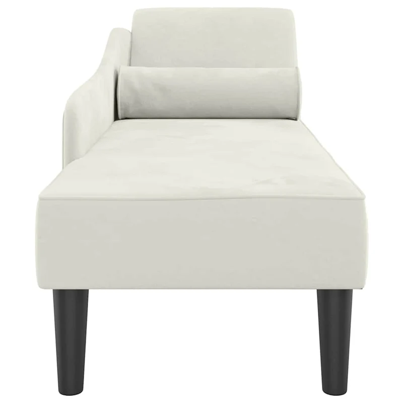 Chaise lounge com almofadões veludo creme