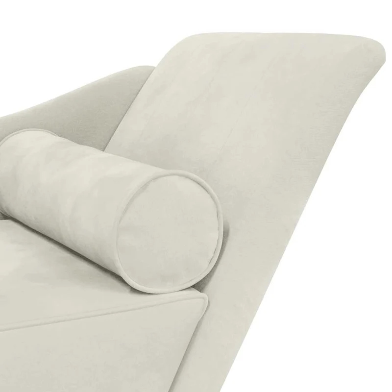 Chaise lounge com almofadões veludo creme
