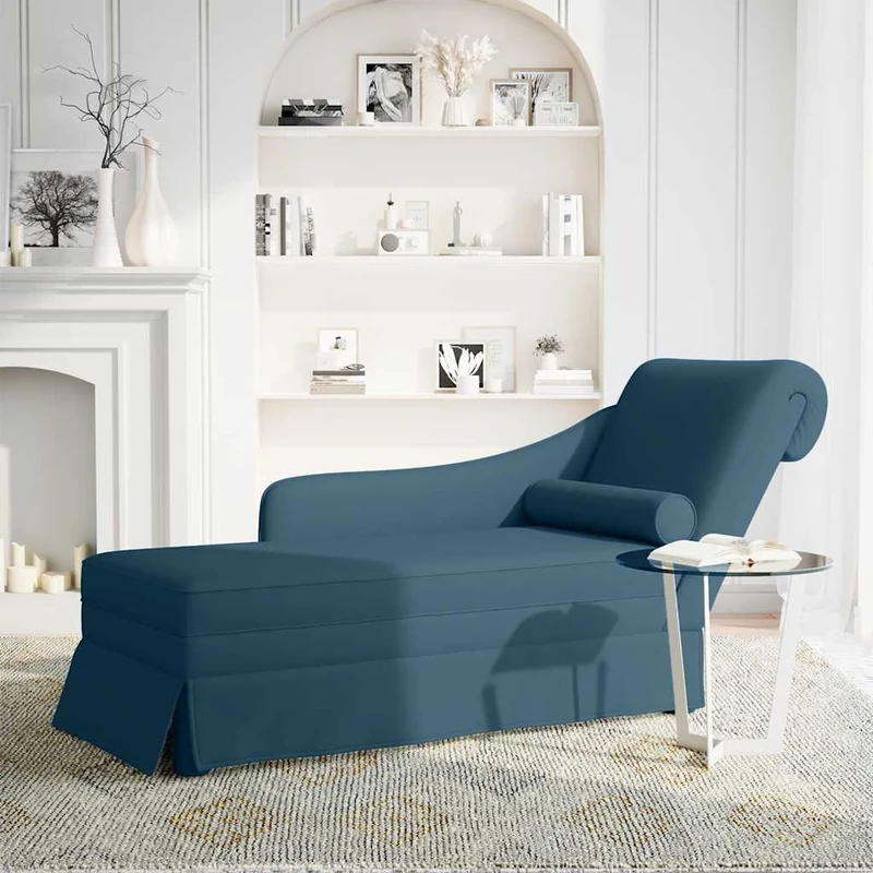 Chaise lounge c/ reforço/apoio de braços direito veludo azul