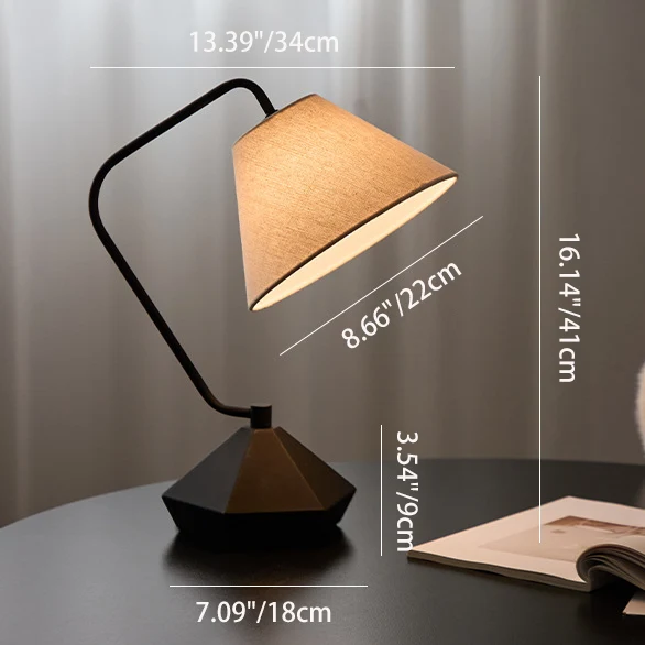 Contemporary Retro Fabric Metal Round 1-Light Table Lamp For Bedroom