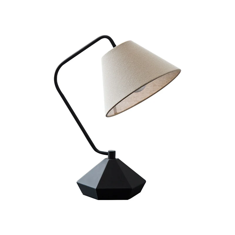 Contemporary Retro Fabric Metal Round 1-Light Table Lamp For Bedroom