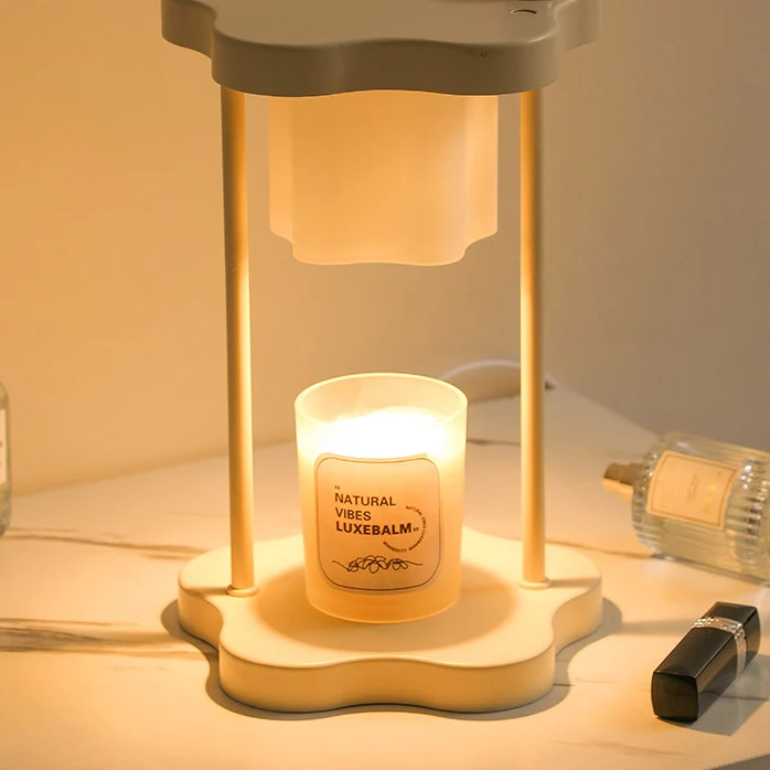 Modern Minimalist Metal Rubberwood Flower 1-Light Melting Wax Table Lamp For Bedroom