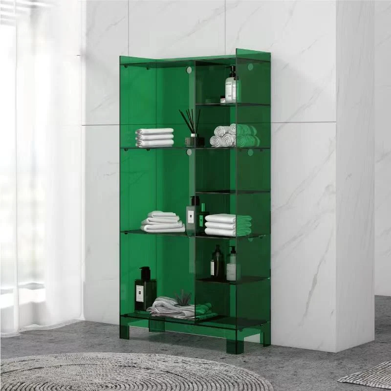 Modern Minimalist Rectangular Acrylic Bookshelves 4-Leg 9-Storage For Living Room