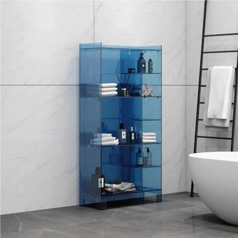 Modern Minimalist Rectangular Acrylic Bookshelves 4-Leg 9-Storage For Living Room