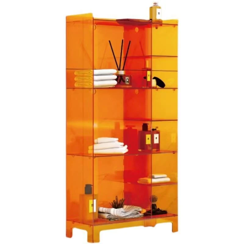 Modern Minimalist Rectangular Acrylic Bookshelves 4-Leg 9-Storage For Living Room