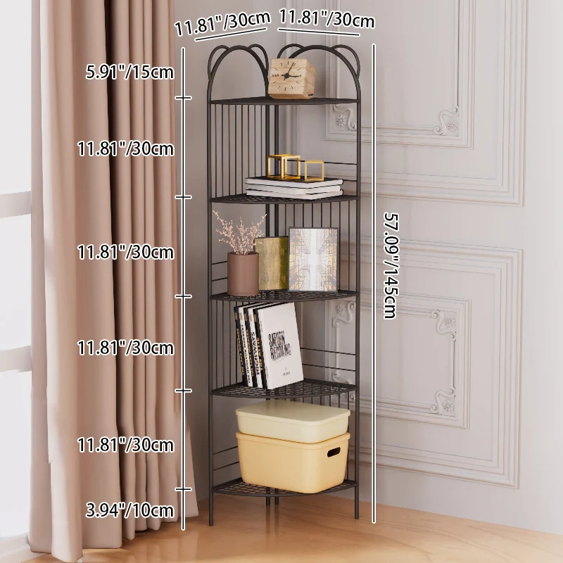 Modern Minimalist Curved Carbon Steel Iron Storage Cabinet 4-Leg 5-Tier For Living Room