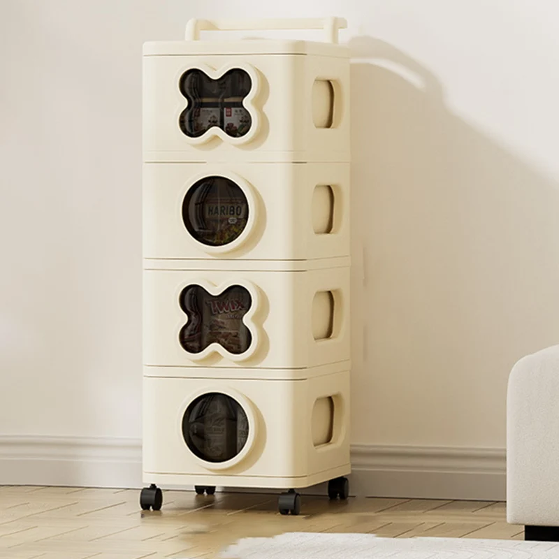 Modern Minimalist Multi-Layer Rectangular PP Movable Storage Cabinet 3/4/5-Cabinet For Living Room