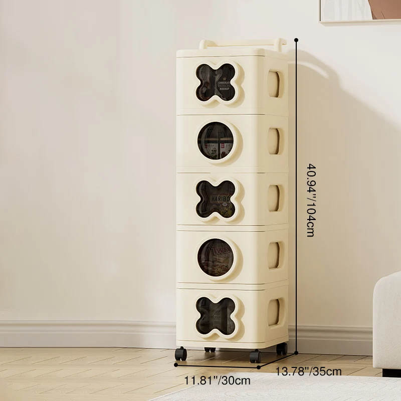Modern Minimalist Multi-Layer Rectangular PP Movable Storage Cabinet 3/4/5-Cabinet For Living Room