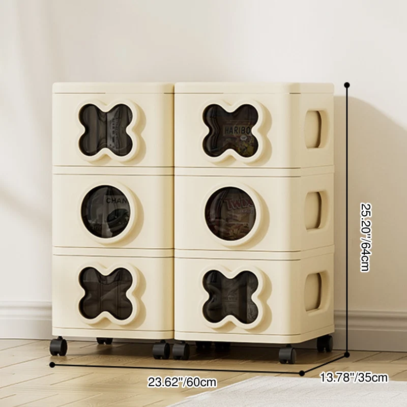 Modern Minimalist Multi-Layer Rectangular PP Movable Storage Cabinet 3/4/5-Cabinet For Living Room