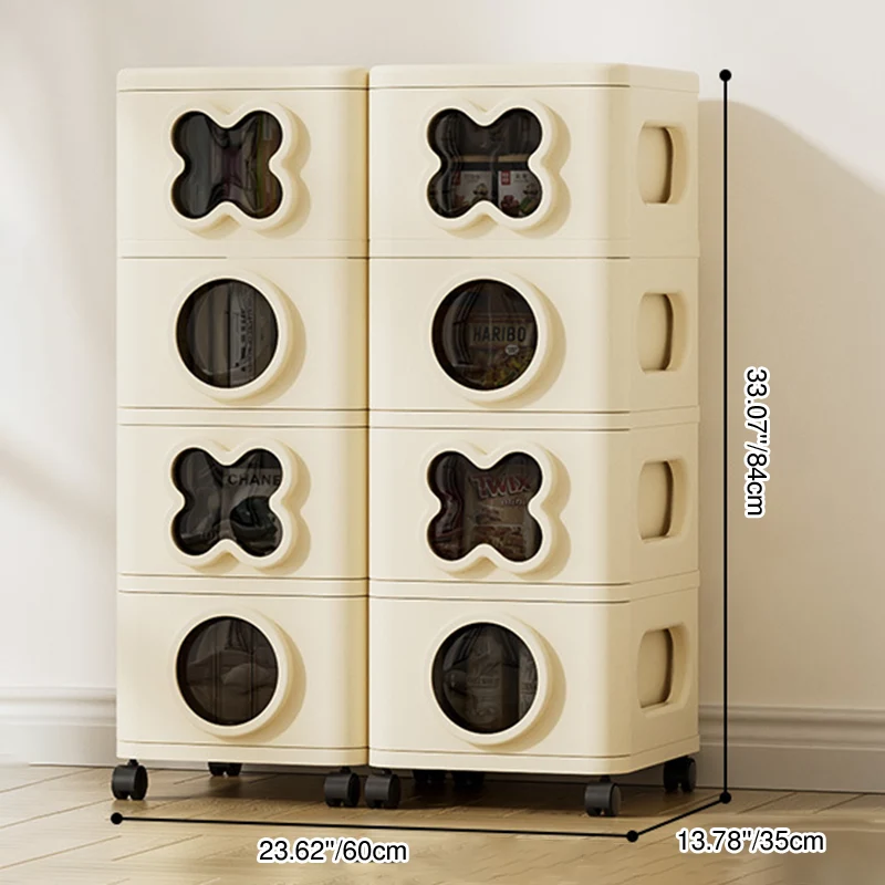 Modern Minimalist Multi-Layer Rectangular PP Movable Storage Cabinet 3/4/5-Cabinet For Living Room
