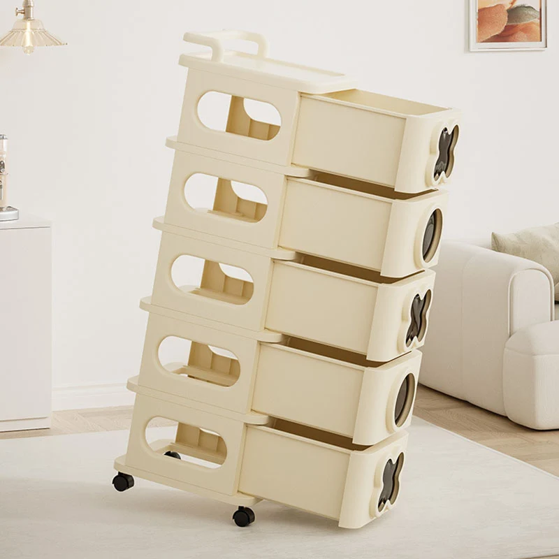 Modern Minimalist Multi-Layer Rectangular PP Movable Storage Cabinet 3/4/5-Cabinet For Living Room
