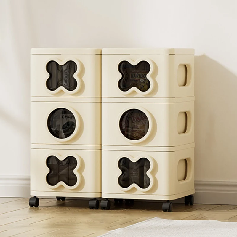 Modern Minimalist Multi-Layer Rectangular PP Movable Storage Cabinet 3/4/5-Cabinet For Living Room