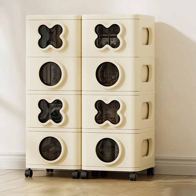 Modern Minimalist Multi-Layer Rectangular PP Movable Storage Cabinet 3/4/5-Cabinet For Living Room