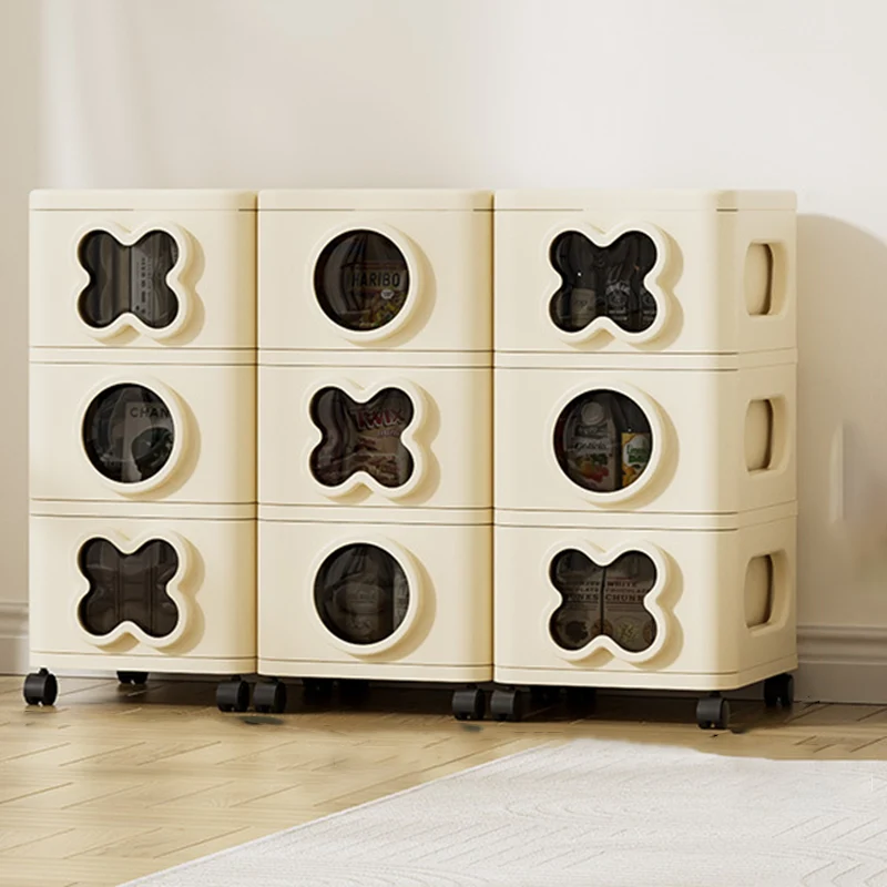 Modern Minimalist Multi-Layer Rectangular PP Movable Storage Cabinet 3/4/5-Cabinet For Living Room