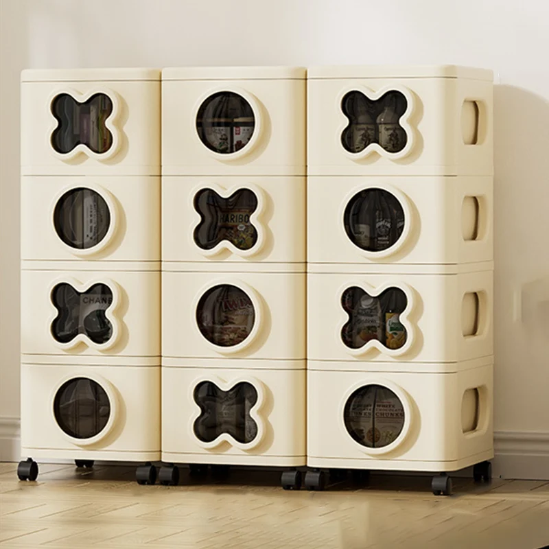 Modern Minimalist Multi-Layer Rectangular PP Movable Storage Cabinet 3/4/5-Cabinet For Living Room