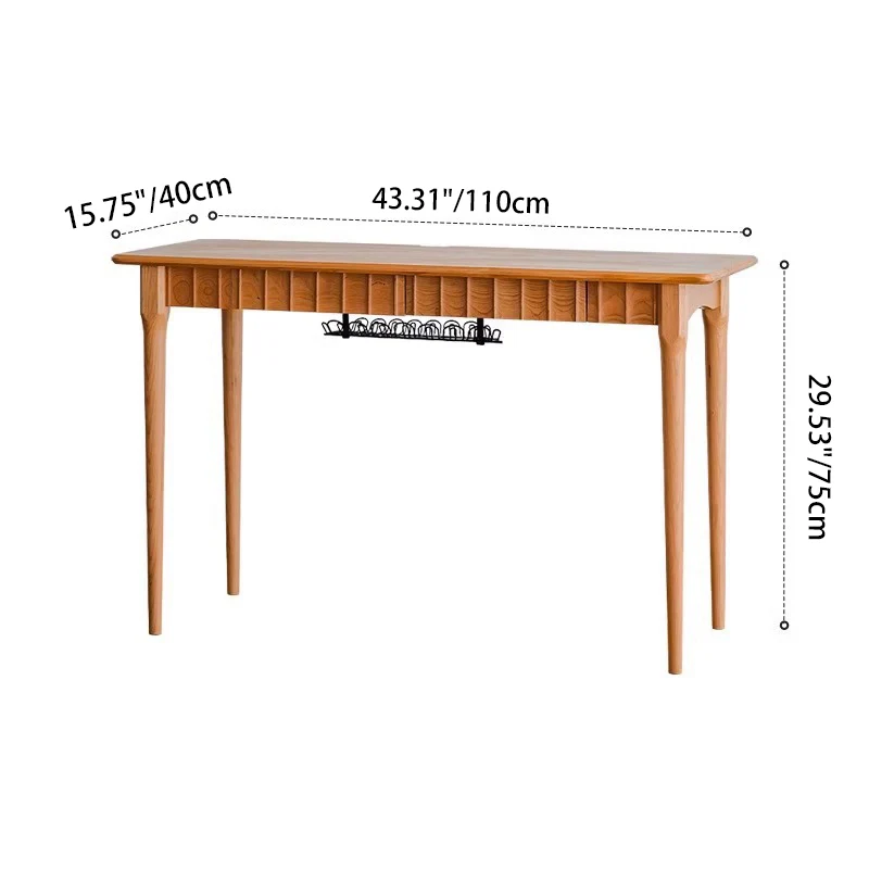 Contemporary Nordic Rectangular Cherry Wood Solid Wood Plywood Desks 2-Drawers For Home Office