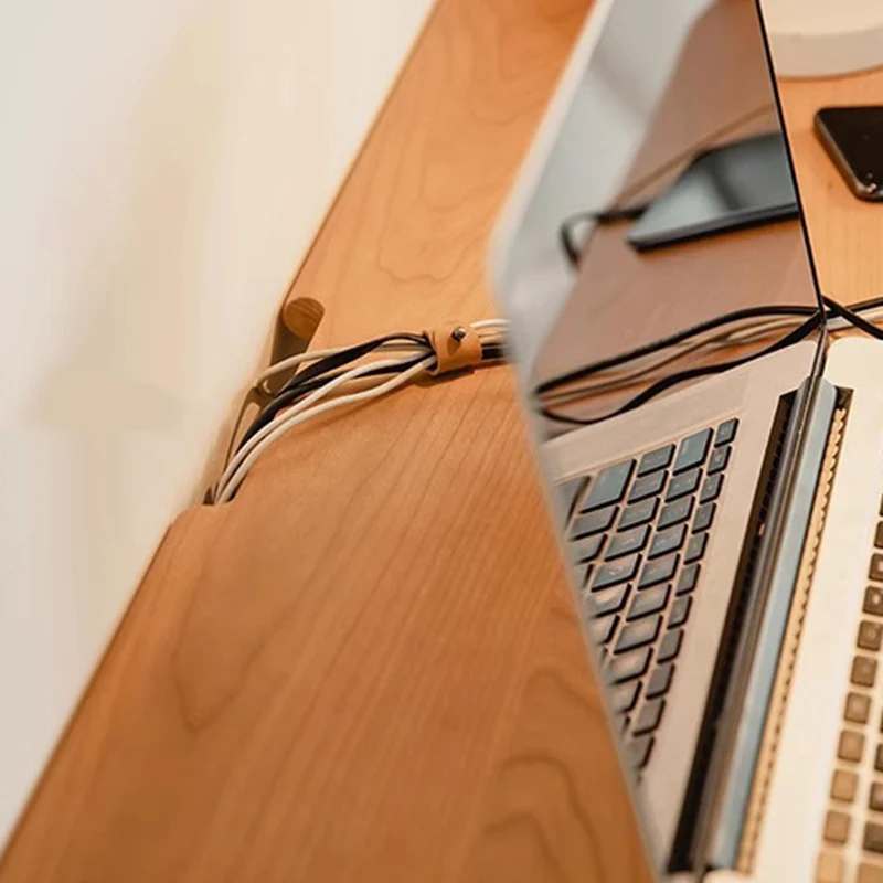 Contemporary Nordic Rectangular Cherry Wood Solid Wood Plywood Desks 2-Drawers For Home Office