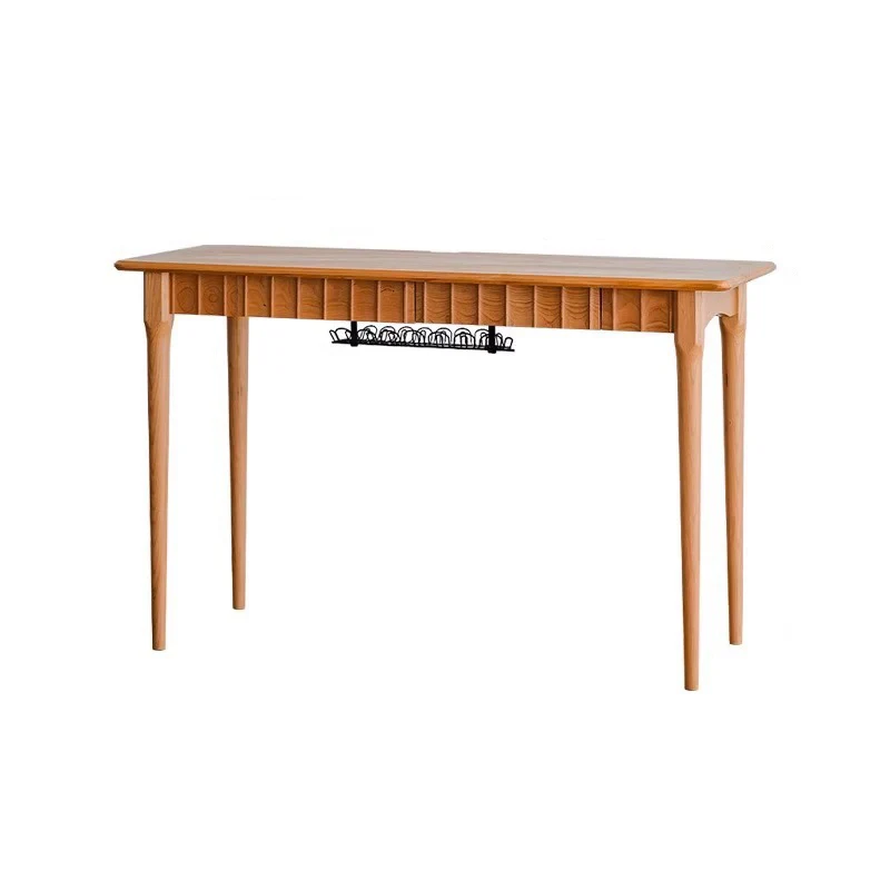 Contemporary Nordic Rectangular Cherry Wood Solid Wood Plywood Desks 2-Drawers For Home Office