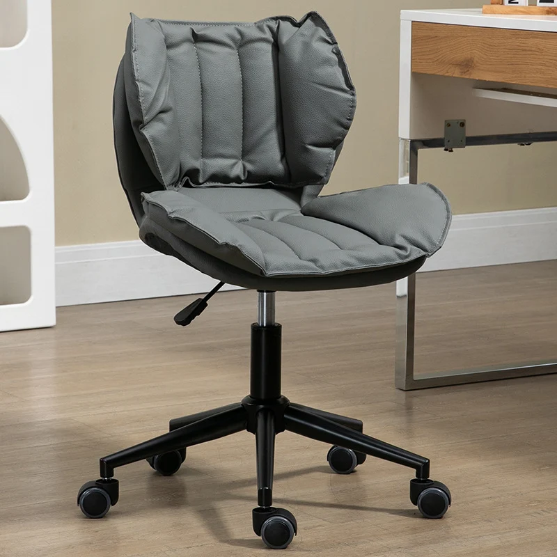 Modern Minimalist Square Rectangular Metal Cat-Scratch Leather Swivel Height-adjustable Desk Chair Backrest Armless for Home Office