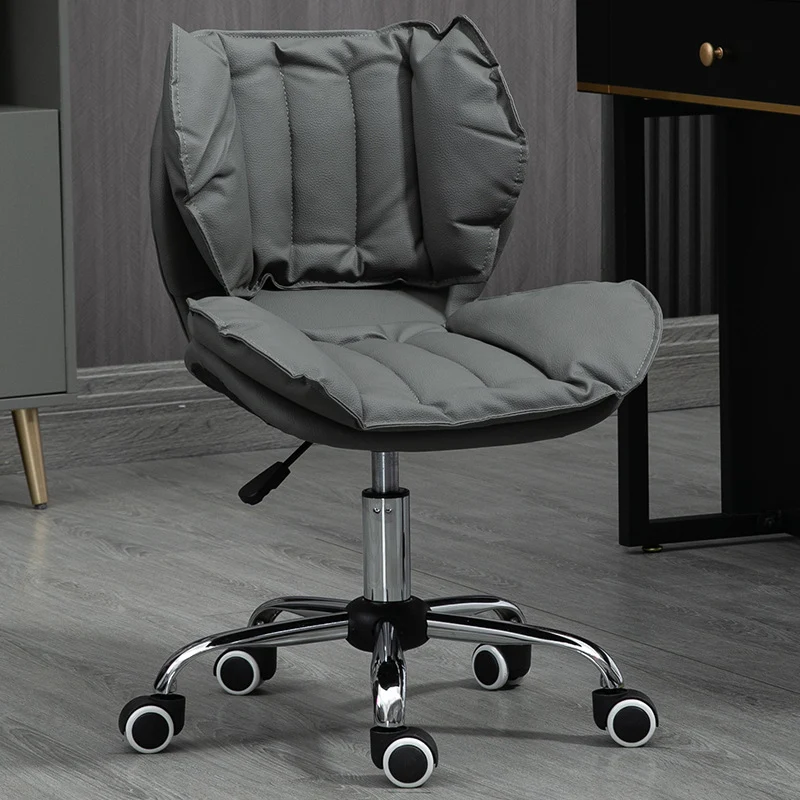 Modern Minimalist Square Rectangular Metal Cat-Scratch Leather Swivel Height-adjustable Desk Chair Backrest Armless for Home Office