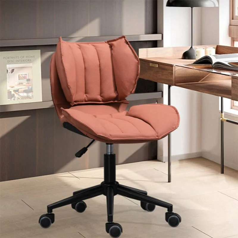 Modern Minimalist Square Rectangular Metal Cat-Scratch Leather Swivel Height-adjustable Desk Chair Backrest Armless for Home Office