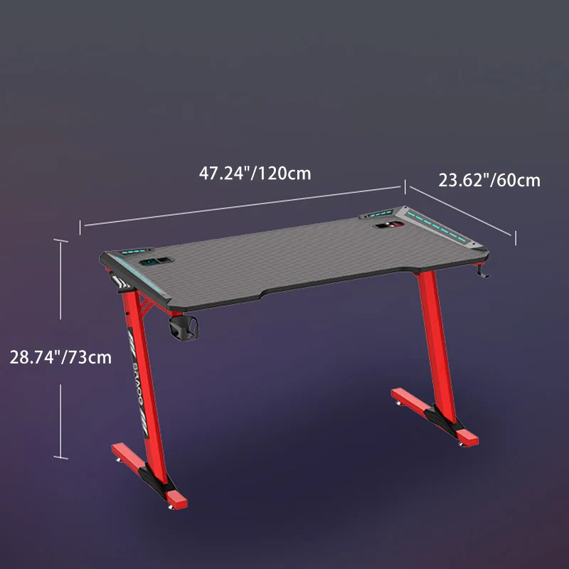 Modern Eclectic Rectangular Plate ABS Stainless Steel Desks RGB Light Cup Holder 1-Tray For Home Office