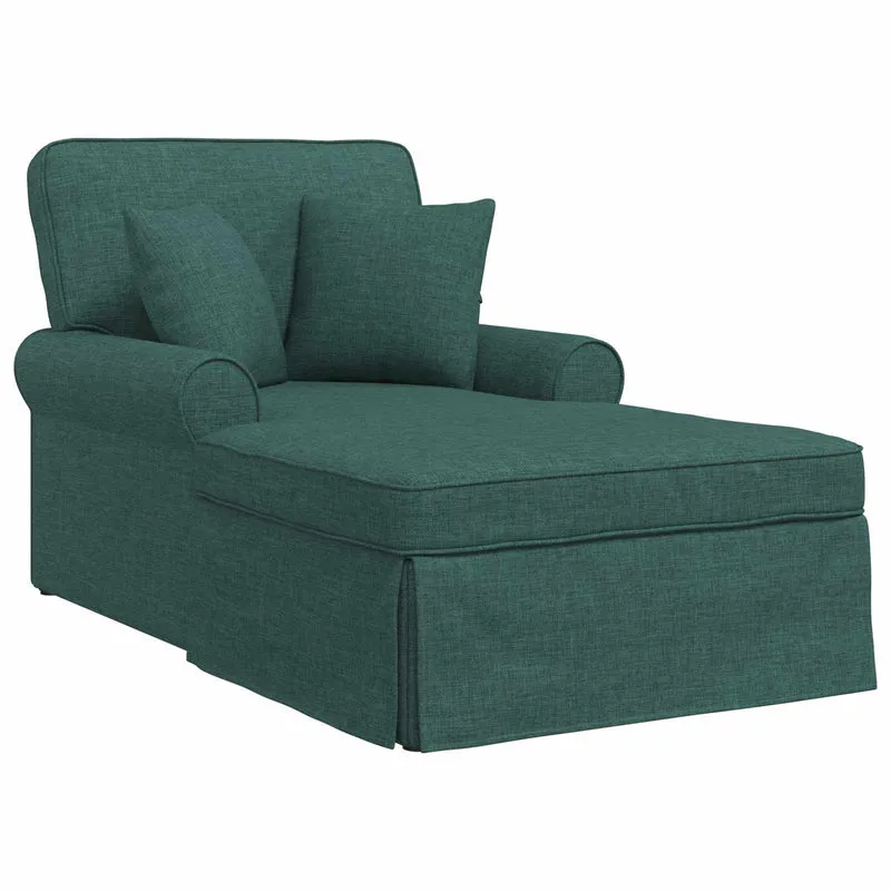 Chaise Lounge com Saia 3 unid. Verde Escuro tecido