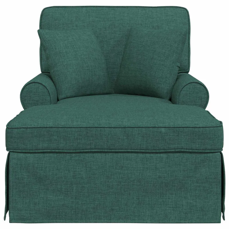 Chaise Lounge com Saia 3 unid. Verde Escuro tecido