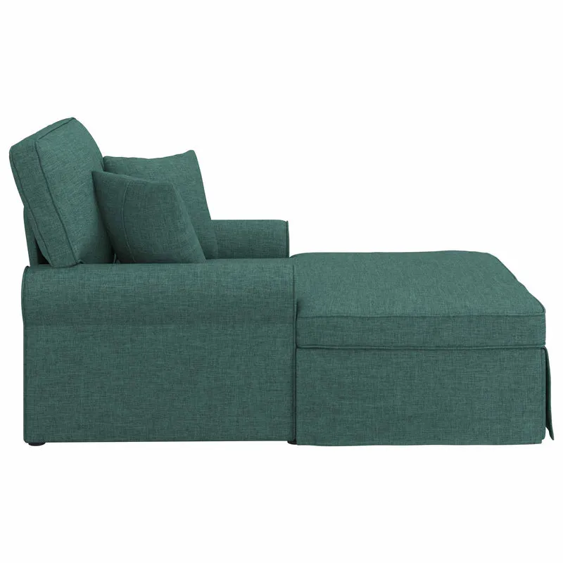 Chaise Lounge com Saia 3 unid. Verde Escuro tecido