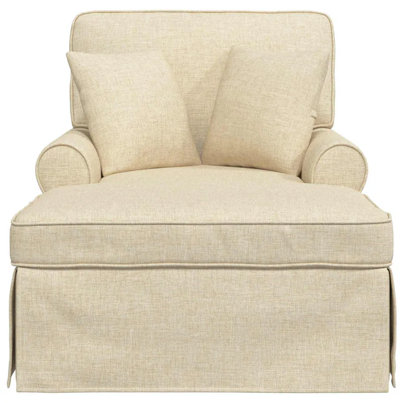 Chaise Lounge com Saia 3 unid. Creme tecido 91 x 157 x 91 cm