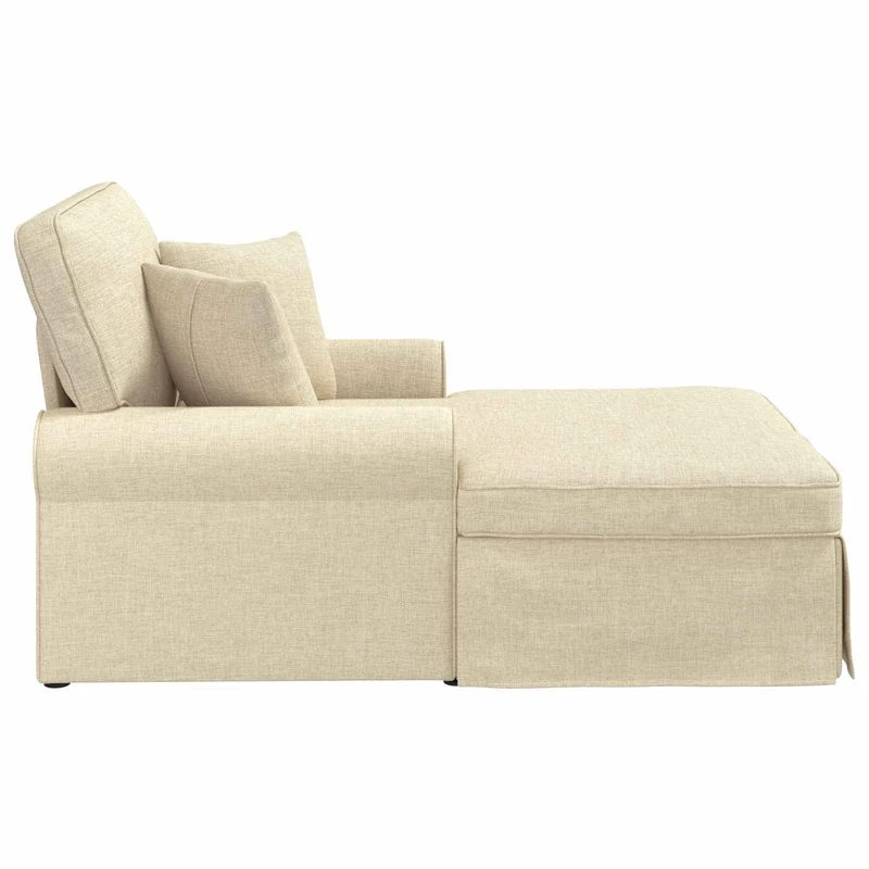 Chaise Lounge com Saia 3 unid. Creme tecido 91 x 157 x 91 cm