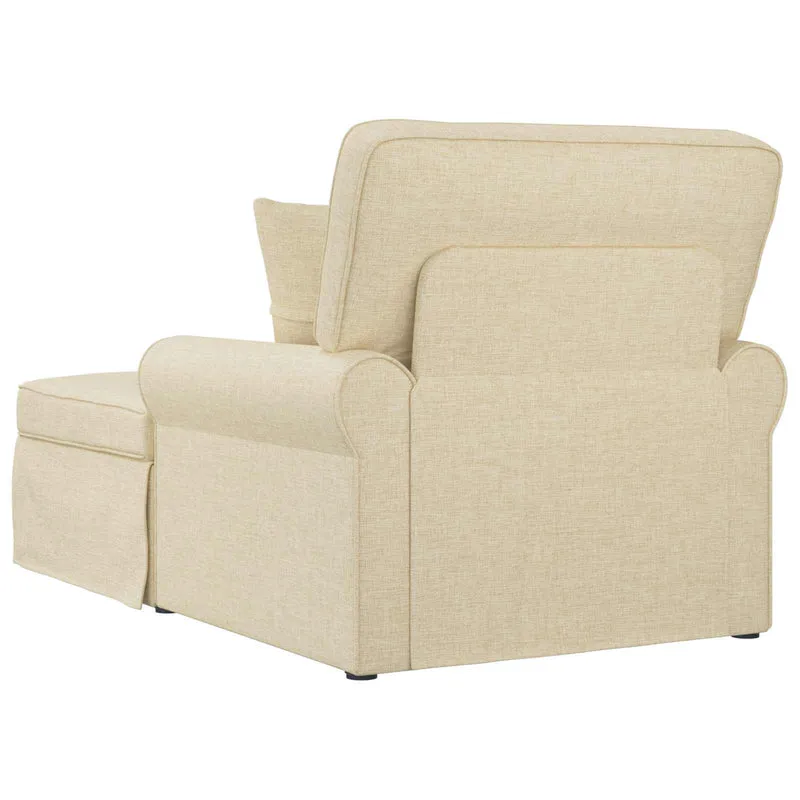 Chaise Lounge com Saia 3 unid. Creme tecido 91 x 157 x 91 cm