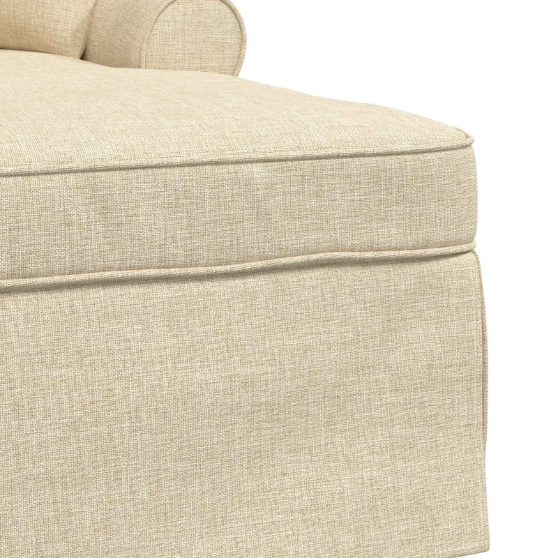 Chaise Lounge com Saia 3 unid. Creme tecido 91 x 157 x 91 cm