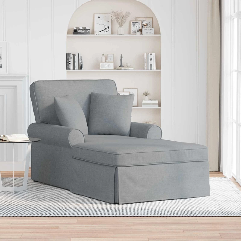 Chaise Lounge com Saia 3 unid. Cinzento-claro tecido