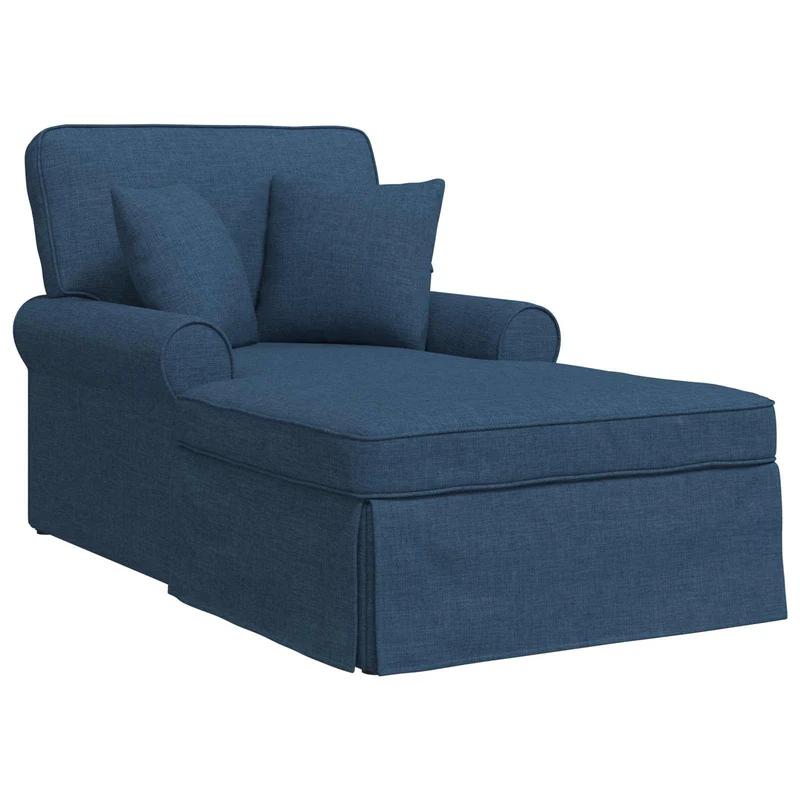 Chaise Lounge com Saia 3 unid. Azul tecido 91 x 157 x 91 cm