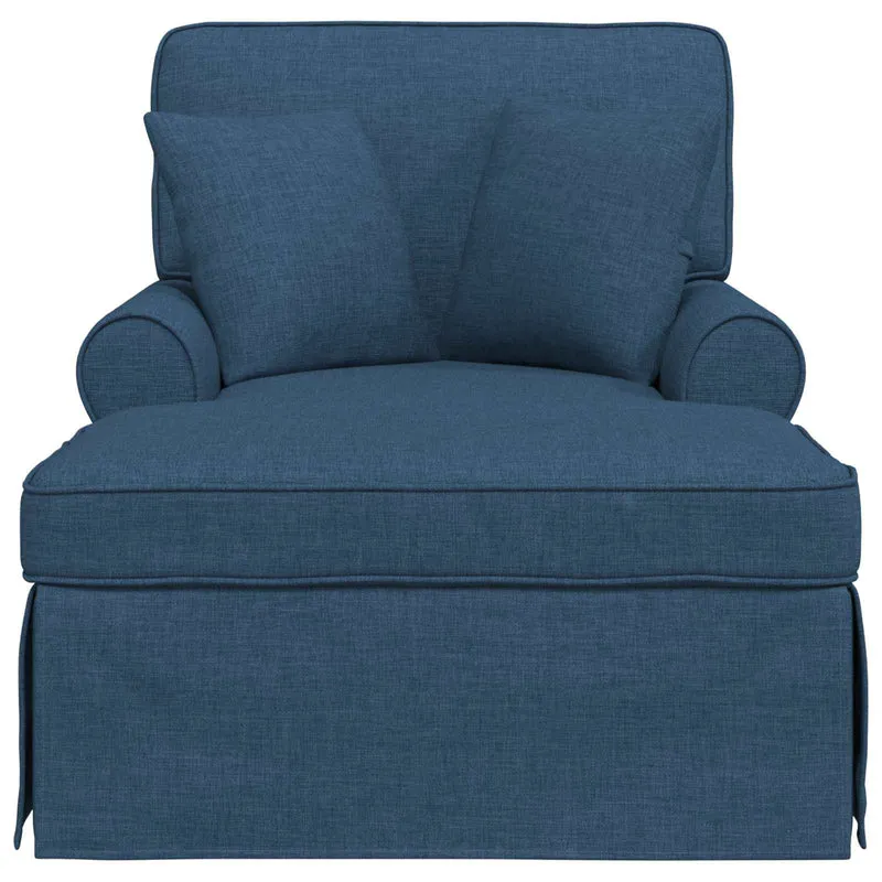 Chaise Lounge com Saia 3 unid. Azul tecido 91 x 157 x 91 cm