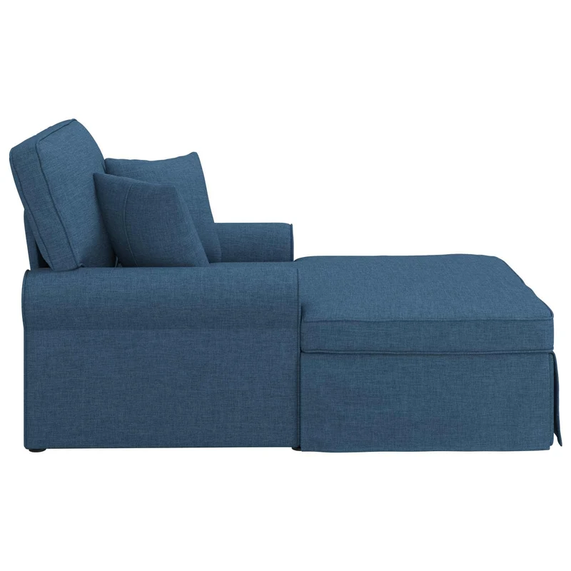 Chaise Lounge com Saia 3 unid. Azul tecido 91 x 157 x 91 cm