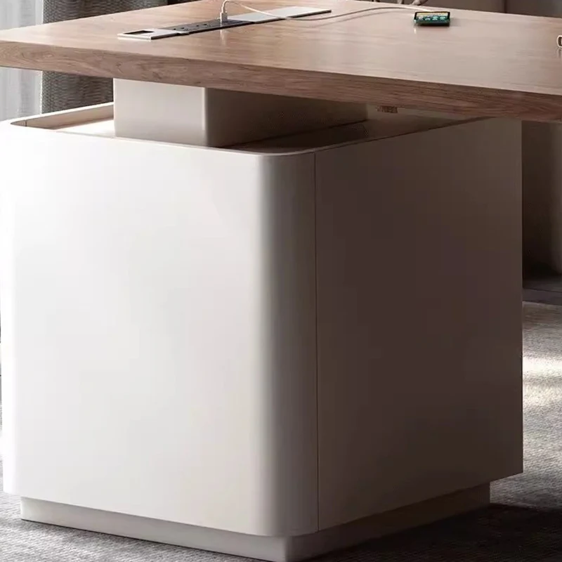 Modern Minimalist Trapezoidal Solid Wood Plywood Desks 3-Drawer For Home Office