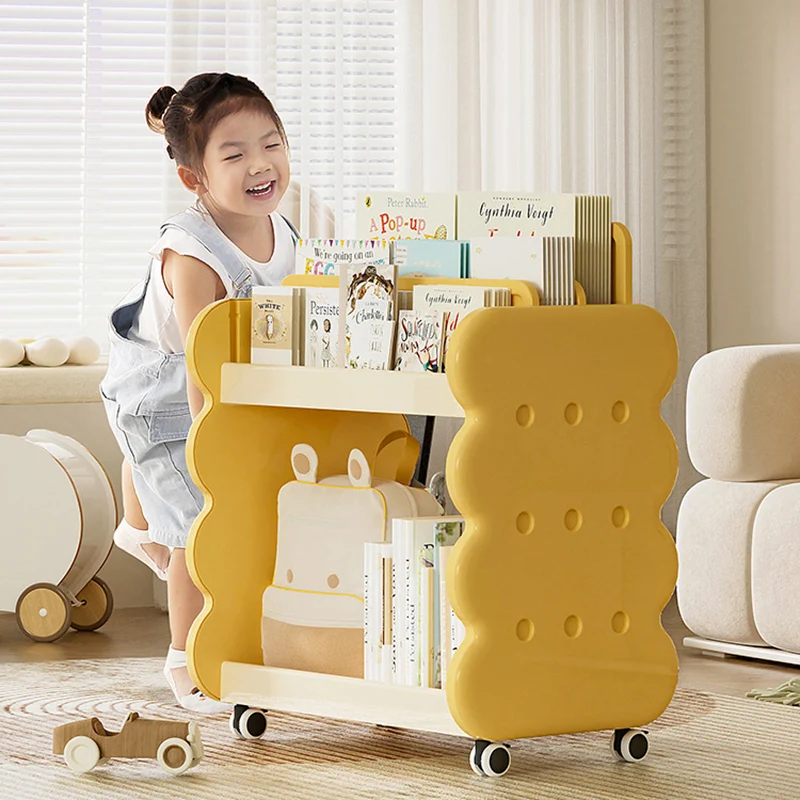 Contemporary Creative Square Cheese Kids Plastic Bookshelf 2-Tier For Bedroom