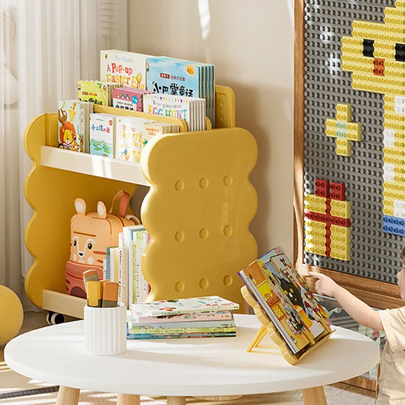 Contemporary Creative Square Cheese Kids Plastic Bookshelf 2-Tier For Bedroom