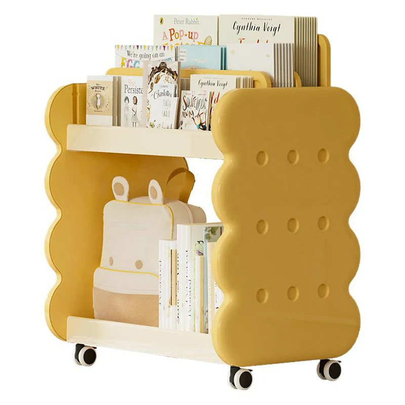 Contemporary Creative Square Cheese Kids Plastic Bookshelf 2-Tier For Bedroom