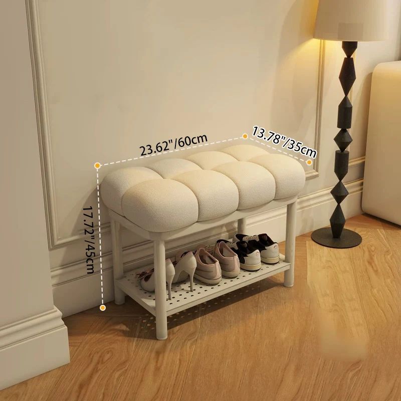 Contemporary Nordic Sherpa Fabric Iron Rectangular Bench For Entryway, Bedroom & Living Room