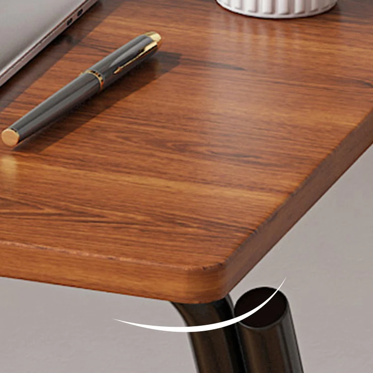 Modern Minimalist MDF Iron Rectangular Foldable Desk With 2 Tiers For Home Office And Study