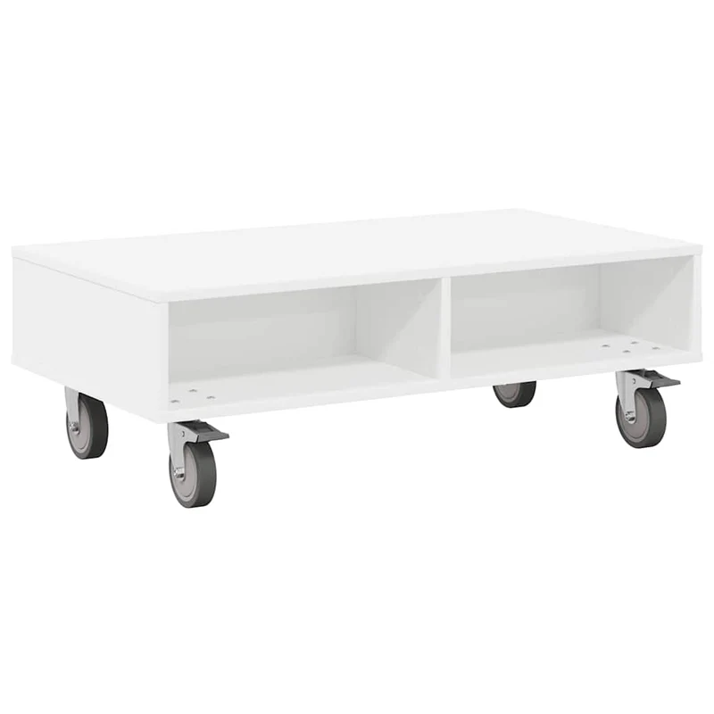 Mesa Lateral com Rodas Branco 90 x 50 x 30 cm