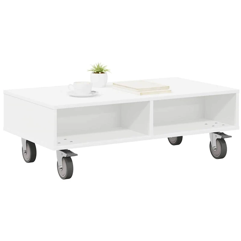 Mesa Lateral com Rodas Branco 90 x 50 x 30 cm