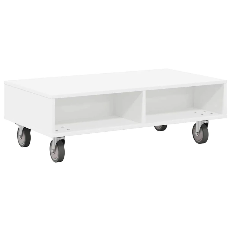 Mesa Lateral com Rodas Branco 90 x 50 x 30 cm