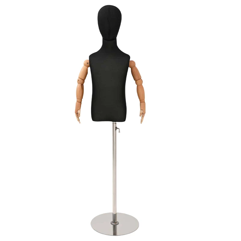 Mannequin Ajustável de 120-150 cm com Base Unisexo PP Preto