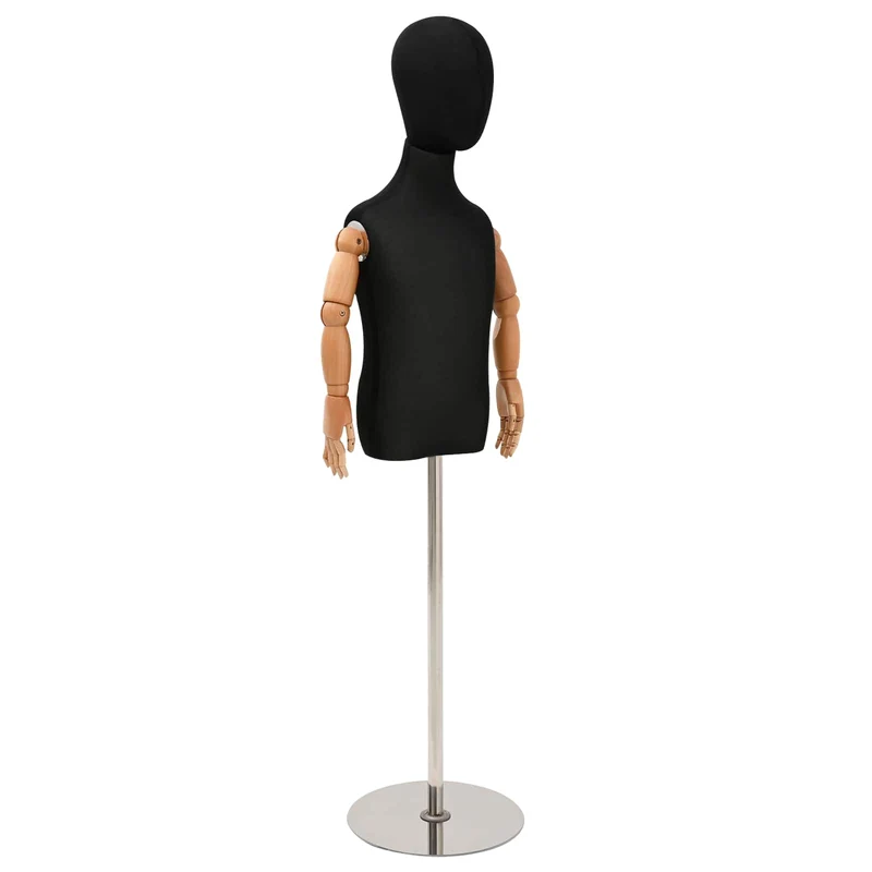 Mannequin Ajustável de 120-150 cm com Base Unisexo PP Preto
