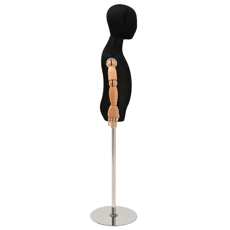 Mannequin Ajustável de 120-150 cm com Base Unisexo PP Preto