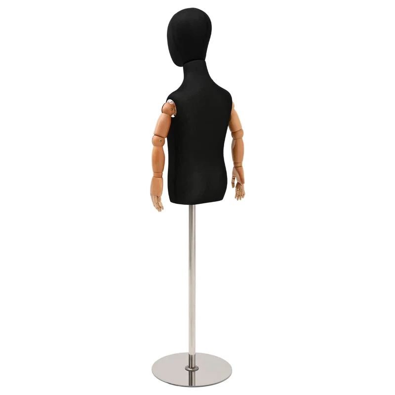 Mannequin Ajustável de 120-150 cm com Base Unisexo PP Preto